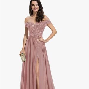 Bridesmaid - Prom - Chiffon, Lace, Satin Lining, Dusty Rose Whimsical Dress *NWT